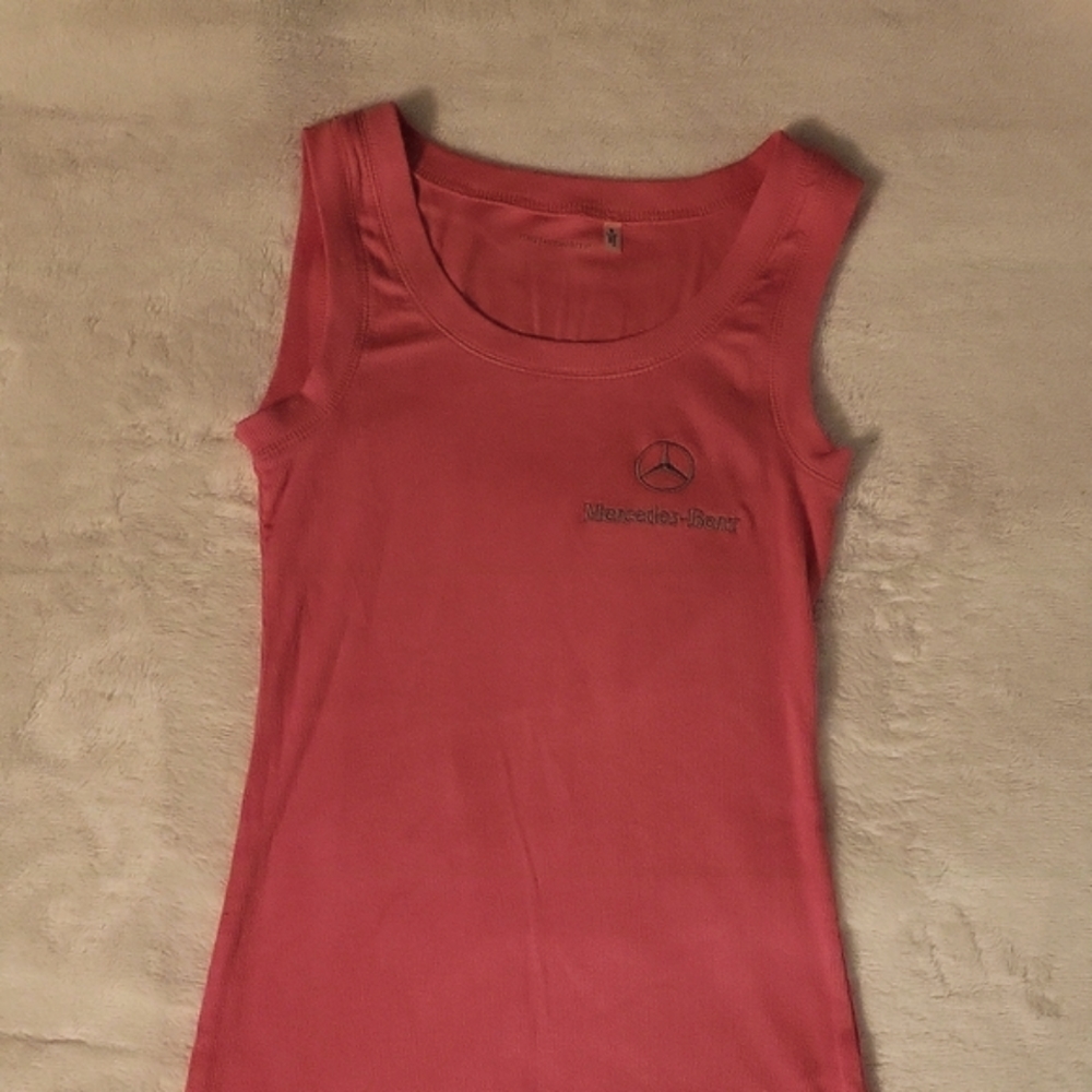 NWT Women's Mercedes-Benz logo Ribbed Sleeveless Coral Pink Tank Top